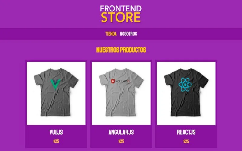 Prototipo de página web de venta de camisetas creada por Web dSEO